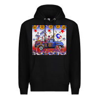Black Fourth Of July Truck American Flag Premium Hoodie - FaDigitalArtStudio
