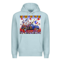 Blue Mist Fourth Of July Truck American Flag Premium Hoodie - FaDigitalArtStudio