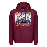Burgundy Fourth Of July Truck American Flag Premium Hoodie - FaDigitalArtStudio