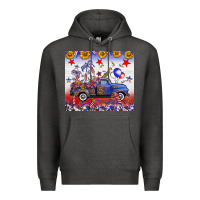 Charcoal Heather Fourth Of July Truck American Flag Premium Hoodie - FaDigitalArtStudio