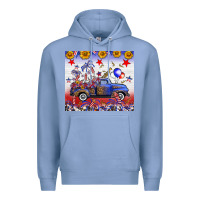 Colony Blue Fourth Of July Truck American Flag Premium Hoodie - FaDigitalArtStudio
