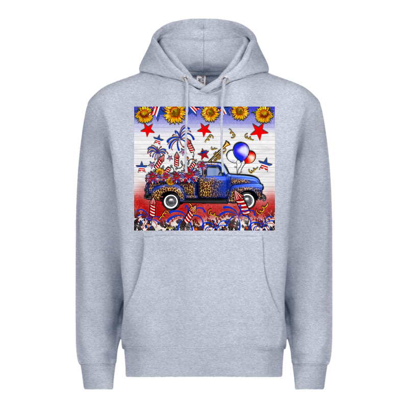 Fourth Of July Truck American Flag Premium Hoodie by FaDigitalArtStudio | Teevron