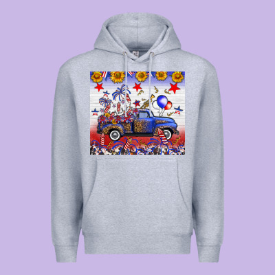 Fourth Of July Truck American Flag Premium Hoodie Designed By Fadigitalartstudio