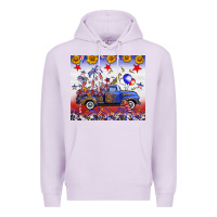 Lilac Fourth Of July Truck American Flag Premium Hoodie - FaDigitalArtStudio