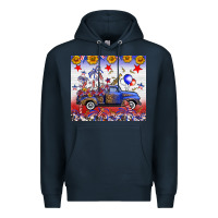 Navy Fourth Of July Truck American Flag Premium Hoodie - FaDigitalArtStudio