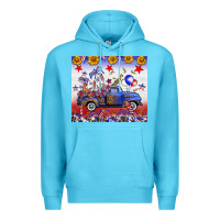 Ocean Blue Fourth Of July Truck American Flag Premium Hoodie - FaDigitalArtStudio