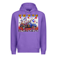 Purple Fourth Of July Truck American Flag Premium Hoodie - FaDigitalArtStudio