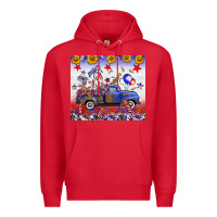 Red Fourth Of July Truck American Flag Premium Hoodie - FaDigitalArtStudio