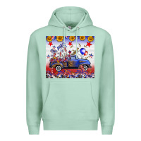 Seafoam Fourth Of July Truck American Flag Premium Hoodie - FaDigitalArtStudio