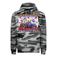 Slate Camo Fourth Of July Truck American Flag Premium Hoodie - FaDigitalArtStudio