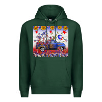 Sports Green Fourth Of July Truck American Flag Premium Hoodie - FaDigitalArtStudio