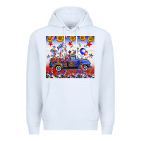 White Fourth Of July Truck American Flag Premium Hoodie - FaDigitalArtStudio