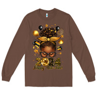 Chestnut 2024 happy new year  afro messy bun Long Sleeve Tee - texasbilliewilder