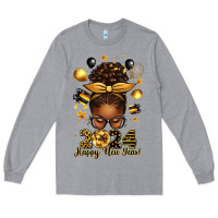 Heather Grey 2024 happy new year  afro messy bun Long Sleeve Tee - texasbilliewilder