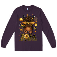 Plum 2024 happy new year  afro messy bun Long Sleeve Tee - texasbilliewilder