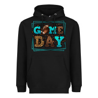 Black Game day American Football leopard frame Heavyweight Hoodie - LillyAllenDesigns
