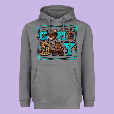Game Day American Football Leopard Frame Heavyweight Hoodie Designed By Lillyallendesigns