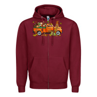 Burgundy thanksgiving truck with gnome bbs Zipper Hoodie - BundleAndBundleShop