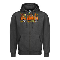 Charcoal Heather thanksgiving truck with gnome bbs Zipper Hoodie - BundleAndBundleShop