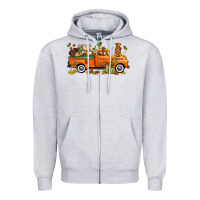 Heather Grey thanksgiving truck with gnome bbs Zipper Hoodie - BundleAndBundleShop