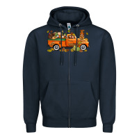 Navy thanksgiving truck with gnome bbs Zipper Hoodie - BundleAndBundleShop