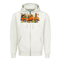 Oatmeal Heather thanksgiving truck with gnome bbs Zipper Hoodie - BundleAndBundleShop
