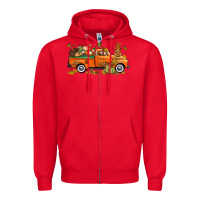 Red thanksgiving truck with gnome bbs Zipper Hoodie - BundleAndBundleShop
