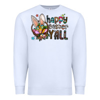 White Happy Easter Y'all Premium Sweatshirt - CowhideDigitalArt
