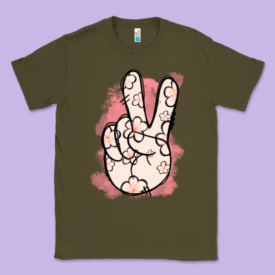 Floral Peace Sign Classic Tee Designed By Jasminsmagicworld