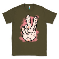 Army Green Floral Peace Sign Classic Tee - Jasminsmagicworld