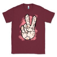 Burgundy Floral Peace Sign Classic Tee - Jasminsmagicworld