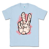 Dusty Blue Floral Peace Sign Classic Tee - Jasminsmagicworld
