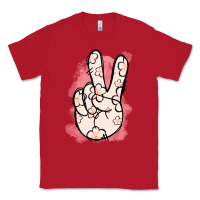 Red Floral Peace Sign Classic Tee - Jasminsmagicworld
