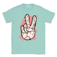 Seafoam Floral Peace Sign Classic Tee - Jasminsmagicworld