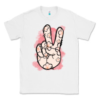 White Floral Peace Sign Classic Tee - Jasminsmagicworld