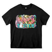 Black Happy Easter Heavy Core Tee - NancyCooperArtShop