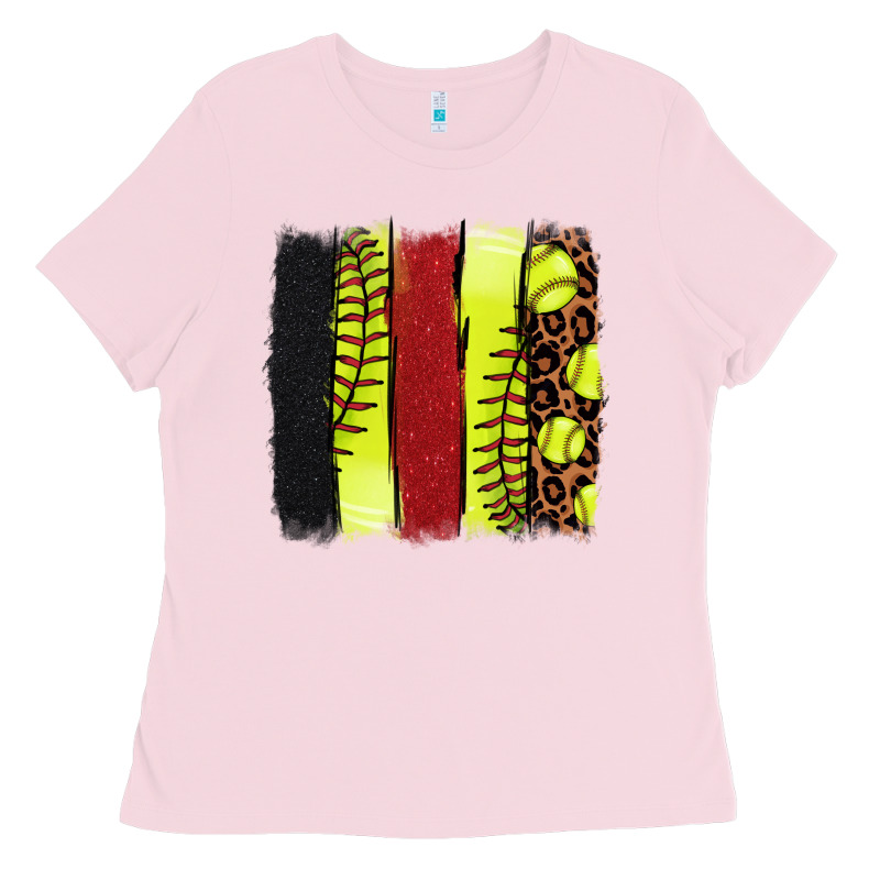 Softball Brushstroke Ladies Tee by NancyCooperArtShop | Teevron