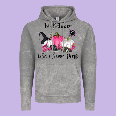 In October We Wear Pink Vintage Hoodie Designed By Ranaportraitstore