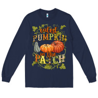 Navy Cutest pumpkin in the patch Long Sleeve Tee - NancyCooperArtShop