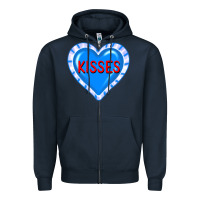 Navy valentine's day hearts Zipper Hoodie - FaDigitalArtStudio
