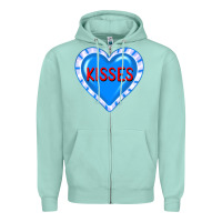 Seafoam valentine's day hearts Zipper Hoodie - FaDigitalArtStudio