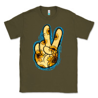 Army Green Yellow Glitter Sunflower Peace Sign Classic Tee - Jasminsmagicworld