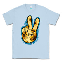 Dusty Blue Yellow Glitter Sunflower Peace Sign Classic Tee - Jasminsmagicworld