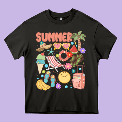 Retro Summer Heavy Core Tee Designed By Jahusdesignshop