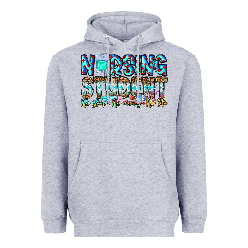 Nursing Student No Sleep No Money No Life Heavyweight Hoodie by CowhideDigitalArt | Teevron