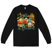 Black Fall Thankful and blessed Long Sleeve Tee - NancyCooperArtShop