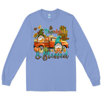 Colony Blue Fall Thankful and blessed Long Sleeve Tee - NancyCooperArtShop