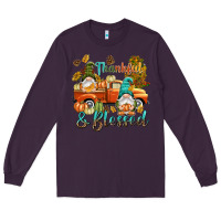 Plum Fall Thankful and blessed Long Sleeve Tee - NancyCooperArtShop