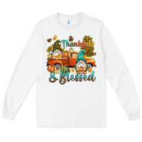 White Fall Thankful and blessed Long Sleeve Tee - NancyCooperArtShop