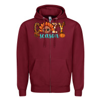 Burgundy turkey cozy season thanksgiving bbs Zipper Hoodie - BundleAndBundleShop